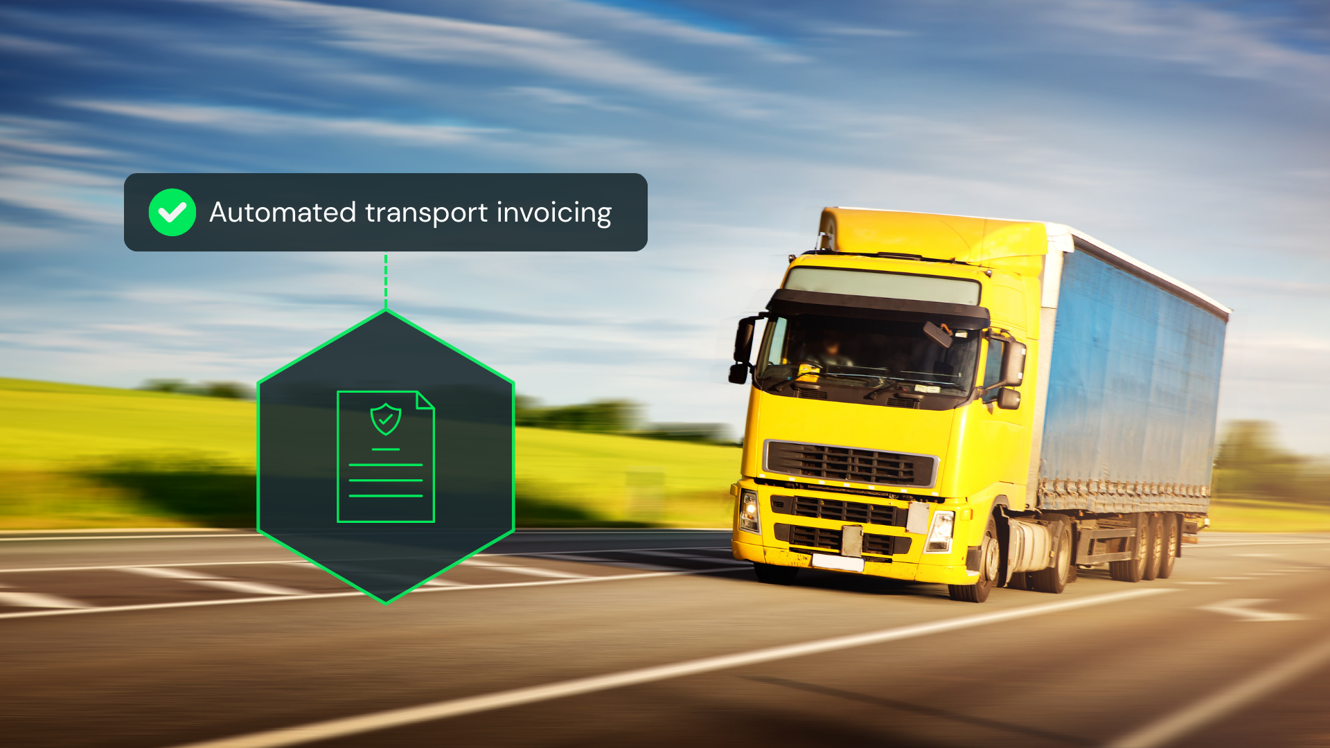 Yellow truck driving on empty road